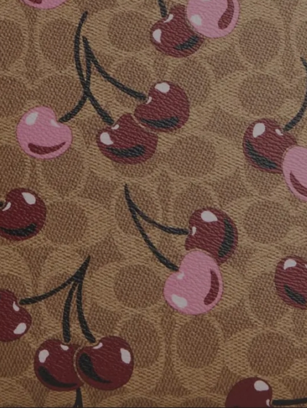 Coach Cherry-Print Signature Tote — Brown with Pink Accents NWOT - Picture 5 of 13